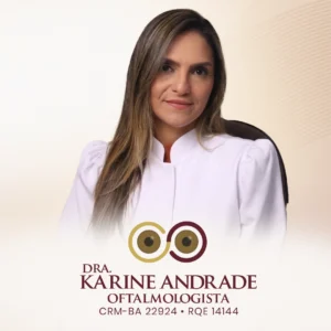 Dra. Karine Andrade, médica especialista em Oftalmologia em Itabuna. Atendimento oftalmológico especializado para o diagnóstico e tratamento de erros refrativos como miopia, astigmatismo e hipermetropia, além de exames de vista, prescrição de óculos de grau e cuidados com a saúde ocular na Bahia.