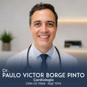 Dr. Paulo Victor Borge Pinto, médico especialista em Cardiologia, Hemodinâmica e Cardiologia Intervencionista em Fortaleza. Atendimento especializado em procedimentos cardiológicos minimamente invasivos, cateterismo cardíaco, angioplastia com implante de stent, tratamento de infarto agudo do miocárdio, correção de cardiopatias estruturais e implante de bioprótese aórtica por cateter (TAVI) no Ceará.